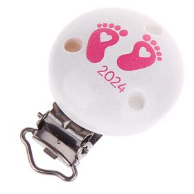 Pacifier clip baby feet 2024 'white-baby pink' 3 in stock 