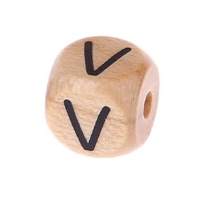 Letter beads letter cube wood embossed 10mm 'V' 320 in stock 