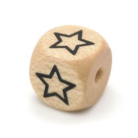 Letter beads letter cube wood embossed 10mm '☆' 559 in stock 