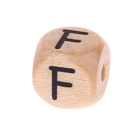 Letter beads letter cube wood embossed 10mm 'F' 504 in stock 
