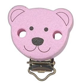 Teddy Schnullerclip Holzclip 'rosa' 26 auf Lager