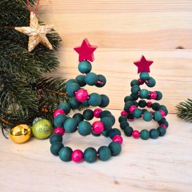 Holzperlen Weihnachtsbäume Twist • Bastelset 'bordeaux' 13 auf Lager