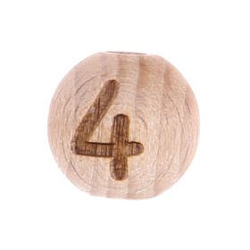 Buchstabenperlen 12mm mit Lasergravur - vertikal gebohrt '4' 113 auf Lager