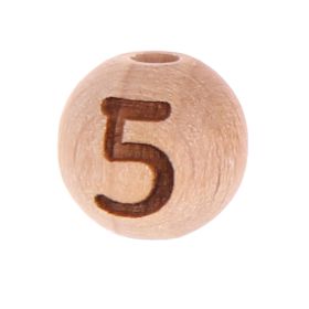 Buchstabenperlen 12mm mit Lasergravur - vertikal gebohrt '5' 64 auf Lager